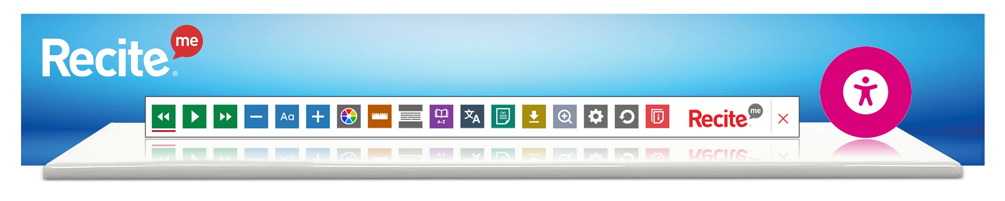 Visual of the Recite Me assistive toolbar
